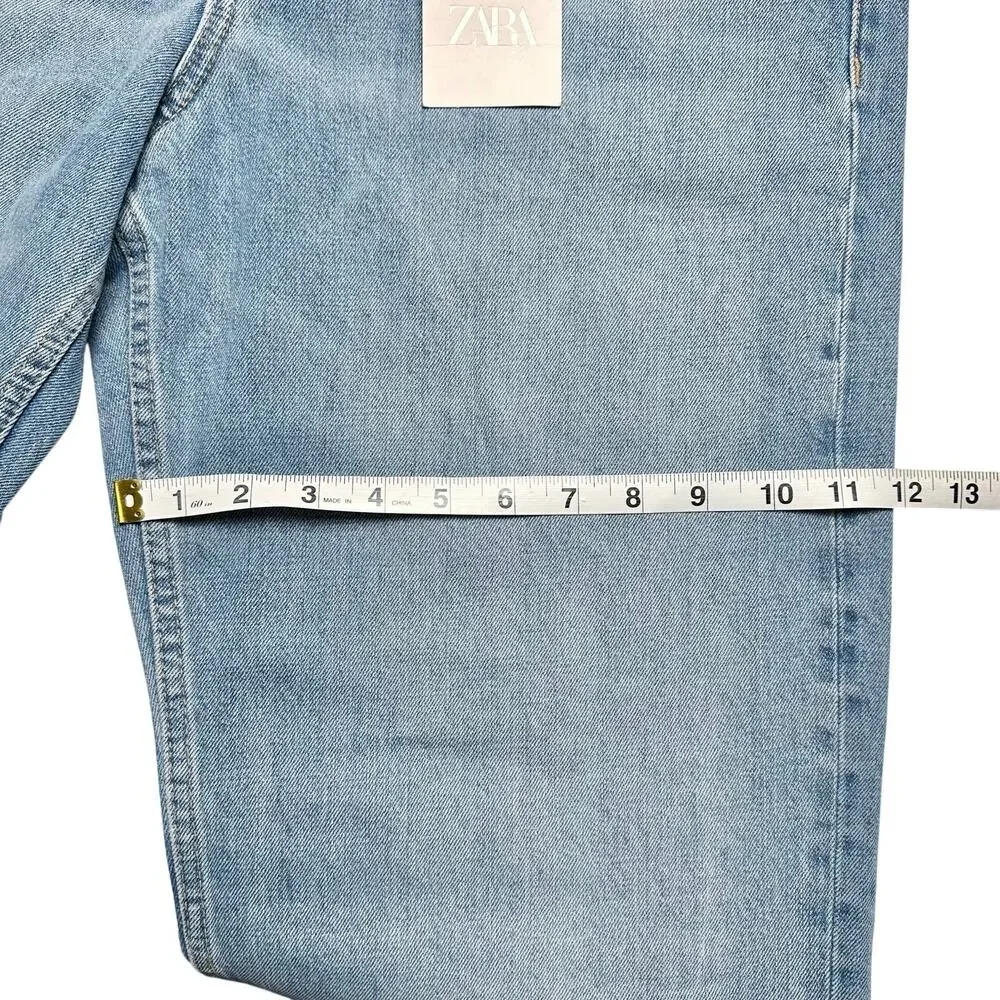 Zara | Women | Wide Leg Mid Rise Full Length Distressed Denim Jeans | Sz 12